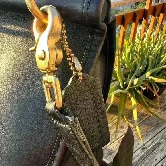 COACH Leather 2WAY Hand-bag 25350 black shoulder crossbody classic w/Tassles - Picture 7 of 11